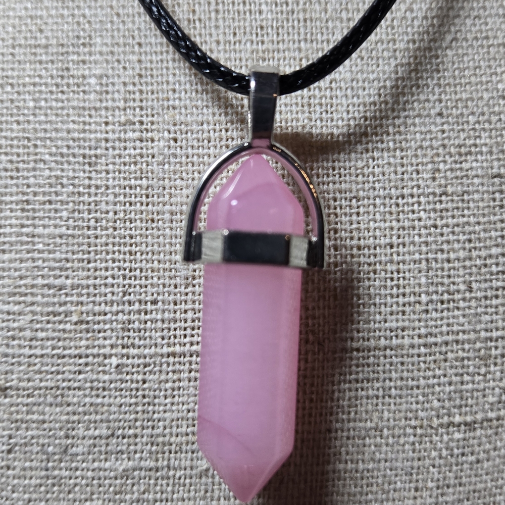 Rose Quartz Pendant 18" Necklace Lobster Claw Clasp TB74